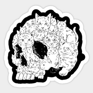 Skull of Cats Illustration Sticker